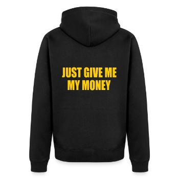 just give me my money - Veste à capuche bio Premium Unisexe - noir - Dos - Nico (187cm)