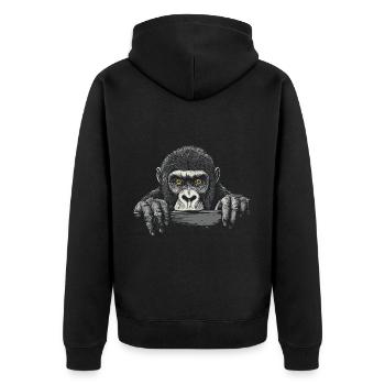 Gorilla - Unisex Premium Bio Zip Hoodie - Schwarz - Hinten - Nico (187cm)