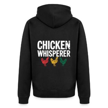 Hühner Flüsterer – Lustiges Geschenk für Hühnerfan - Unisex Premium Bio Zip Hoodie - Schwarz - Hinten - Nico (187cm)