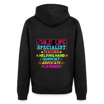 Teacher Helping Hand Support Advocate Listener - Unisex Premium Organic Zip Hoodie - black - Back - Nico (187cm)