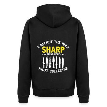 Messersammler Designs Messerfan Messermacher - Unisex Premium Bio Zip Hoodie - Schwarz - Hinten - Nico (187cm)