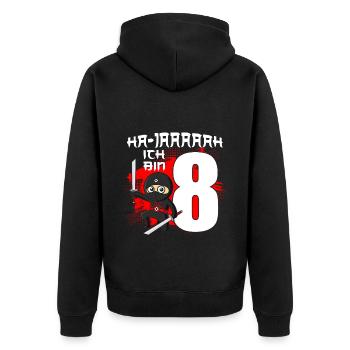 Ich Bin Schon 8 Ninja Junge 8 Jahre 8. Geburtstag - Unisex Premium Bio Zip Hoodie - Schwarz - Hinten - Nico (187cm)