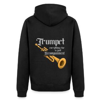 Funny Trumpet Musical Instrument Marching Band - Unisex Premium Bio Zip Hoodie - Schwarz - Hinten - Nico (187cm)
