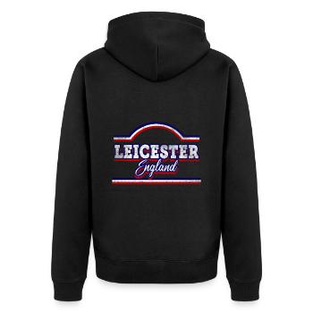 Leicester Angleterre UK City Font Vintage Rétro - Veste à capuche bio Premium Unisexe - noir - Dos - Nico (187cm)