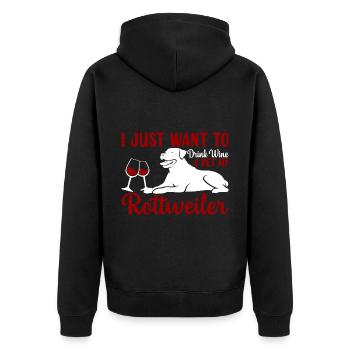 Boire du vin et animal de compagnie Rottweiler Funny - Veste à capuche bio Premium Unisexe - noir - Dos - Nico (187cm)