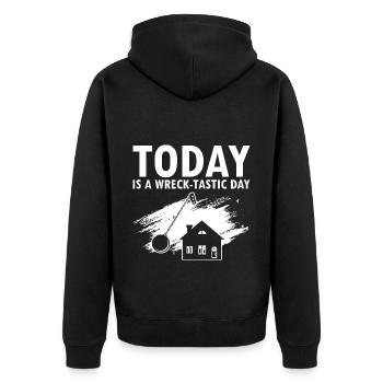 House Demolition and Renovation Design - Unisex Premium Organic Zip Hoodie - black - Back - Nico (187cm)