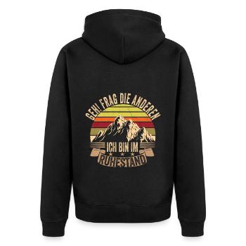 Ruhestand - Unisex Premium Bio Zip Hoodie - Schwarz - Hinten - Nico (187cm)