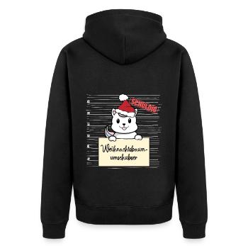 Weihnachtsbaum Umschubser Einhorn Katze - Unisex Premium Bio Zip Hoodie - Schwarz - Hinten - Nico (187cm)