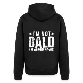 Ich bin nicht kahlköpfig | Papa | Papa | Papa-Witze | Papa - Unisex Premium Bio Zip Hoodie - Schwarz - Hinten - Nico (187cm)