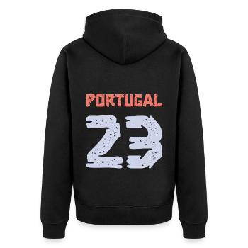 Portugal 23 Maillot 2023 - Veste à capuche bio Premium Unisexe - noir - Dos - Nico (187cm)