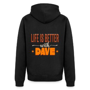 Life Is Better With Dave - Unisex Premium Organic Zip Hoodie - black - Back - Nico (187cm)