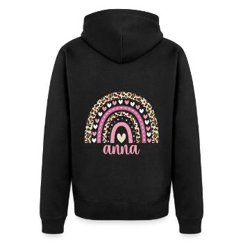 Anna Regenbogen Name Geburtstag Anna - Unisex Premium Bio Zip Hoodie - Schwarz - Hinten - Nico (187cm)