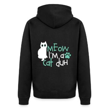 Lustige Katze Bekleidung Halloween Miau Ich bin eine Katze Duh - Unisex Premium Bio Zip Hoodie - Schwarz - Hinten - Nico (187cm)