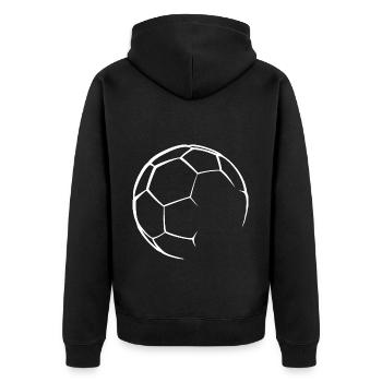 Fußball Silhouette - Unisex Premium Bio Zip Hoodie - Schwarz - Hinten - Nico (187cm)