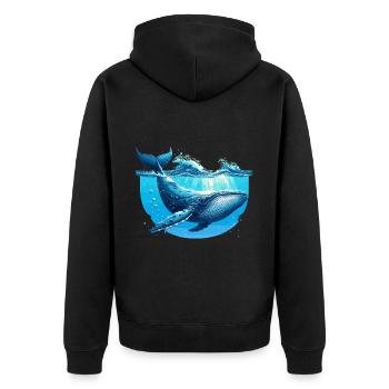 Blauwal - Unisex Premium Bio Zip Hoodie - Schwarz - Hinten - Nico (187cm)