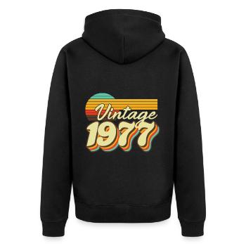 1977 Anniversaire Né En 1977 Rétro Vintage - Veste à capuche bio Premium Unisexe - noir - Dos - Nico (187cm)