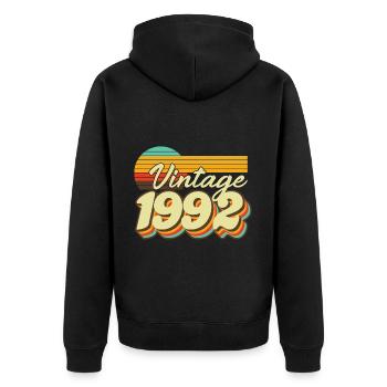 1992 Vintage anniversaire rétro Vintage cadeau - Veste à capuche bio Premium Unisexe - noir - Dos - Nico (187cm)