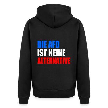 die afd ist keine alternative - Unisex Premium Bio Zip Hoodie - Schwarz - Hinten - Nico (187cm)