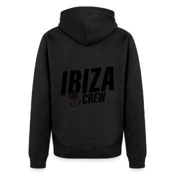 Ibiza Crew Anker Palme Herz Liebe - Unisex Premium Bio Zip Hoodie - Schwarz - Hinten - Nico (187cm)