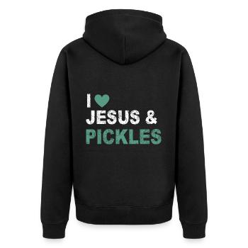 Jesus Lustige Gurke Liebhaber Zitat Spruch Humor - Unisex Premium Bio Zip Hoodie - Schwarz - Hinten - Nico (187cm)