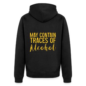 May Contain Traces Of Alcohol 3 - Unisex Premium Organic Zip Hoodie - black - Back - Nico (187cm)