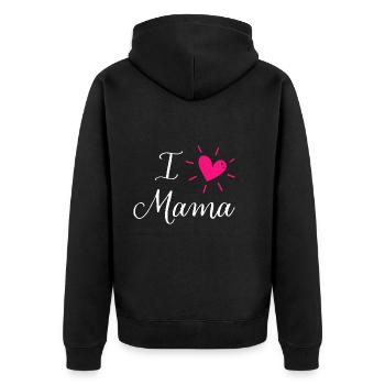 Muttertag - I love Mama - Mama ich liebe dich - Unisex Premium Bio Zip Hoodie - Schwarz - Hinten - Nico (187cm)