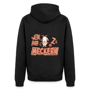 Hör auf zu meckern für eine Frau oder Mädchen - Unisex Premium Bio Zip Hoodie - Schwarz - Hinten - Nico (187cm)