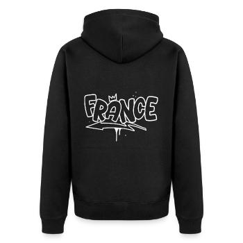 France Graffiti - Unisex Premium Bio Zip Hoodie - Schwarz - Hinten - Nico (187cm)