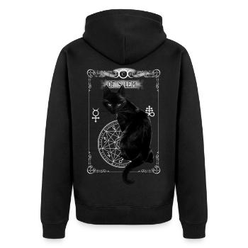 Alchemy England Schwarze Katze Ouija Brett - Unisex Premium Bio Zip Hoodie - Schwarz - Hinten - Nico (187cm)