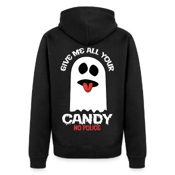 Donnez-moi tous vos bonbons - pas de police - Veste à capuche bio Premium Unisexe - noir - Dos - Nico (187cm)