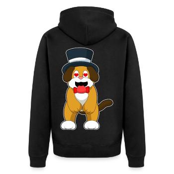 Mariage avec le marié chien avec haut-de-forme - Veste à capuche bio Premium Unisexe - noir - Dos - Nico (187cm)