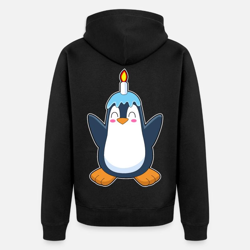 Bougie d’anniversaire Pingouin - Veste à capuche bio Premium Unisexe - noir