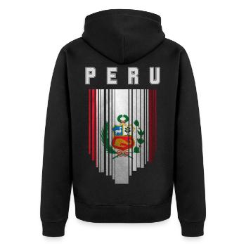 Drapeau du Pérou, fierté péruvienne - Veste à capuche bio Premium Unisexe - noir - Dos - Nico (187cm)