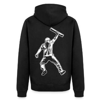 Architekt Grafik - Unisex Premium Bio Zip Hoodie - Schwarz - Hinten - Nico (187cm)