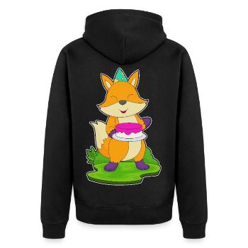 Fox Birthday Cake - Unisex Premium Organic Zip Hoodie - black - Back - Nico (187cm)