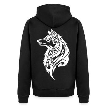 Nordic Wolf Tribal Tattoo - Unisex Premium Organic Zip Hoodie - black - Back - Nico (187cm)