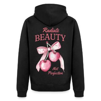 Vitamines dans les cerises Fruit Love Cerises acides - Veste à capuche bio Premium Unisexe - noir - Dos - Nico (187cm)