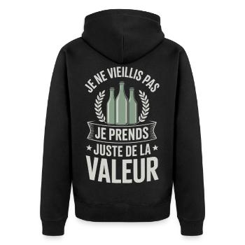 Humor birthday getting older I take value - Unisex Premium Organic Zip Hoodie - black - Back - Nico (187cm)
