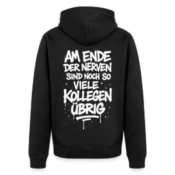 À bout de nerfs, il reste encore tant de collègues - Veste à capuche bio Premium Unisexe - noir - Dos - Nico (187cm)