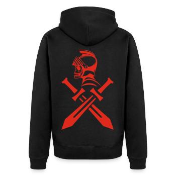 Crâne de chevalier rouge et épées croisées - Veste à capuche bio Premium Unisexe - noir - Dos - Nico (187cm)