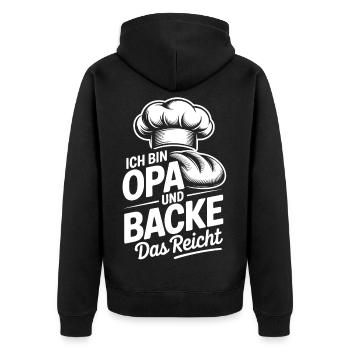 Opa Backt Das Reicht Küchenhumor - Unisex Premium Bio Zip Hoodie - Schwarz - Hinten - Nico (187cm)