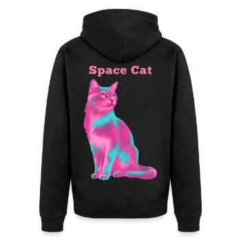 Space Cat - Unisex Premium Organic Zip Hoodie - black - Back - Nico (187cm)