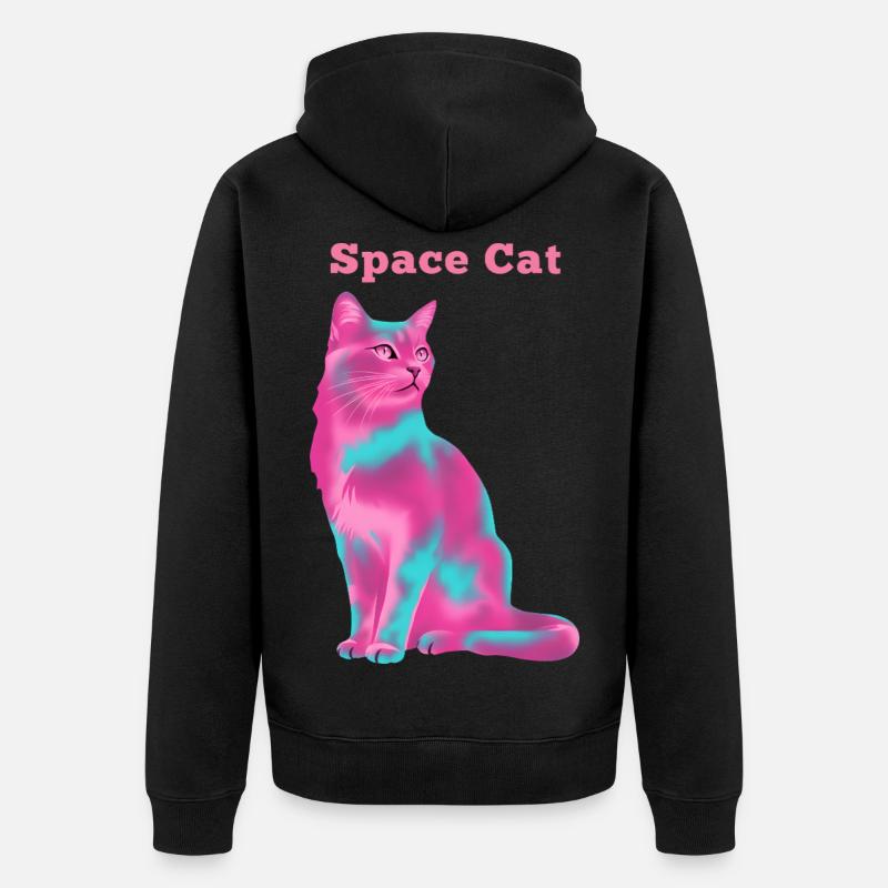 Chat de l’espace - Veste à capuche bio Premium Unisexe - noir