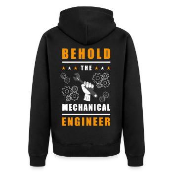Mechanik-Ingenieur Design - Unisex Premium Bio Zip Hoodie - Schwarz - Hinten - Nico (187cm)