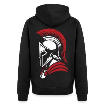 Spartiate Noble Guerrier Logo Mascotte Portrait - Veste à capuche bio Premium Unisexe - noir - Dos - Nico (187cm)