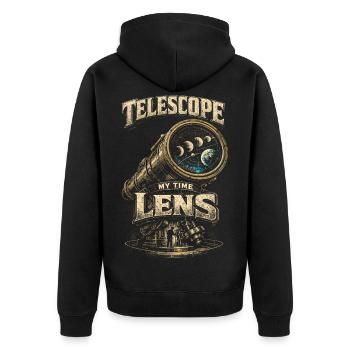 Astronome astronomique Telescope My Time Lens - Veste à capuche bio Premium Unisexe - noir - Dos - Nico (187cm)