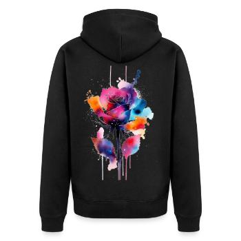 flower - Unisex Premium Organic Zip Hoodie - black - Back - Nico (187cm)