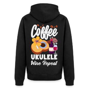 Lustiges Ukulele Designs Und Sprüche - Unisex Premium Bio Zip Hoodie - Schwarz - Hinten - Nico (187cm)