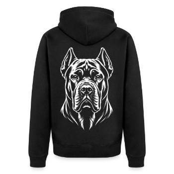 Cane Corso Head - Unisex Premium Organic Zip Hoodie - black - Back - Nico (187cm)