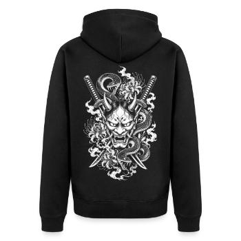 Le masque de Hannya avec Katana et Snake - Veste à capuche bio Premium Unisexe - noir - Dos - Nico (187cm)